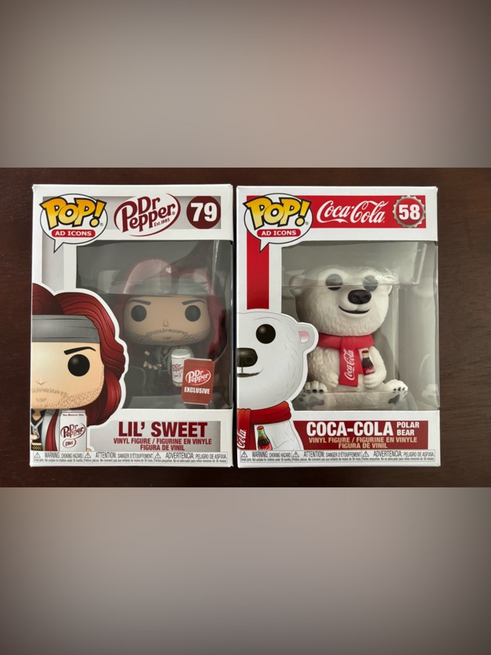 FunkoPop! AD Icons: Lil Sweet #79 Dr Pepper Exclusive & Coca-Cola Polar Bear #58
